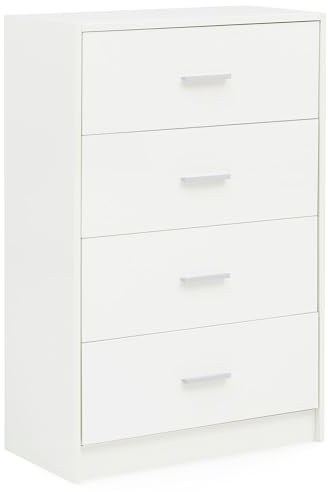 Wohnling Design Sideboard WL5.864 Weiß Hochglanz 60x90x30 cm Anrichte Holz Modern, Schmale Schubladenkommode Esszimmer, Kleiner Allzweckschrank Flur, Wäschekommode Schlafzimmer