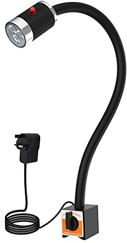 Magnetic Work Light 900 Lumen 120v Led Spot Lamp with 20 inch Flexible Gooseneck Adjustable Base for Lathe CNC Milling Drilling Machine Woodworking Workbench Industrial Lighting (Magnetic Base)