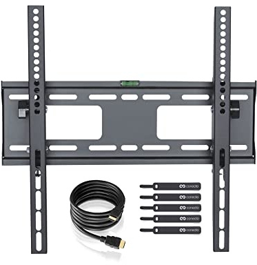 TV Wandhalterung für 26-52 Zoll (ca. 66-132cm) Flach & Curved LCD LED OLED Fernseher & TFT Monitor | Neigbar | Wand Halter Fernseher Halterung | VESA 200x200-400x400 | Schwarz