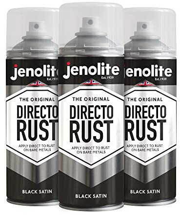 JENOLITE Directorust Peinture en aérosol finition satinée | NOIR | 3x400ml | Peinture antirouille pour métal | Peinture en aérosol multi-surfaces : métal, bois, plastique | RAL9005