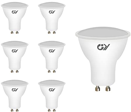 GY 6 Bombillas LED GU10 8W 660LM, 2700K Blanco Calido, 110° Ángulo de haz, No regulable, Esmerilada, 50mm Bombilla GU10 LED No Parpadean Iluminacion Potente, Para Iluminación Empotrable Techo