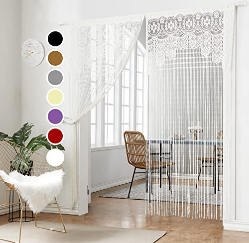 HSYLYM Lace Curtains Lightweight Soft Fine Texture Delicate Voile Lace Window Curtains for Living Room,White,90x245cm(35x96inch)