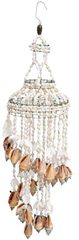 VOSAREA Windspiel Maritim Windglocke mit Muschel und Kokosnuss Schale Vintage Rustikale Nautische Anhänger Wandkunst für Terrassen Fenster Hängende Dekoration Weihnachten Party Geschenk Weiß