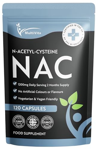 NAC Supplement 1200mg Daily Serving– 120 Vegan Capsules, 2-Month Supply – High Strength N-Acetyl-Cysteine for Daily Use – UK Made, Non-GMO, Gluten-Free, Dairy-Free, High Bioavailability Formula