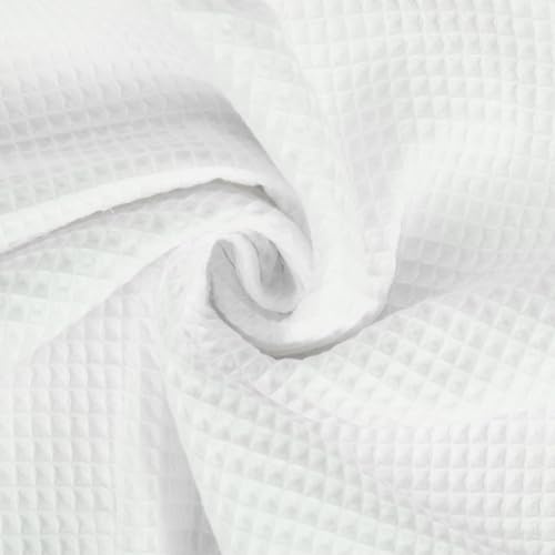 Waffelpique Stoff | ab 50cm x 150cm (weiß) | 100% Baumwolle - Einfarbig/Uni - Waffelstoff