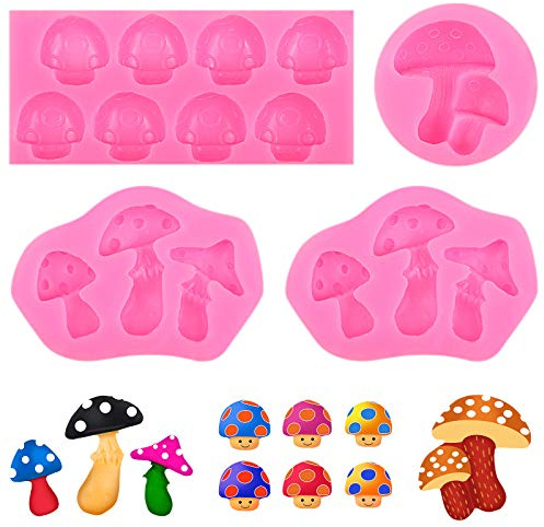 4 Pieces Mushroom Chocolate Mold Mushroom Shaped Silicone Molds Cute Cake Candy Mould Vegetable Fondant Moulds for Chocolate Candy Ice Cube French Dessert Cake Decoration