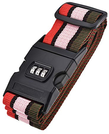 sourcing map Koffergurte mit Schnalle Zahlenschloss 2Mx5cm Reisezubehör rot rosa dunkelgrün