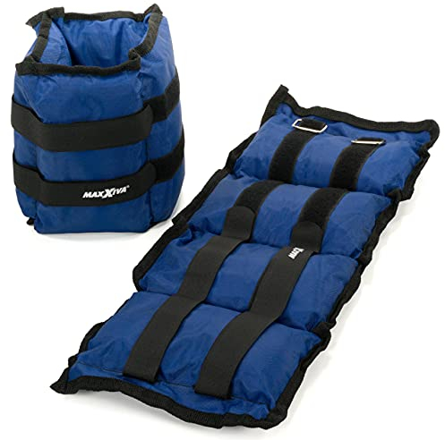 MAXXIVA® Gewichtsmanschetten Laufgewichte Set BLAU 2 x 4,0 kg Füllung Eisensand Joggen Workout Lauftraining Armgewicht Beingewicht