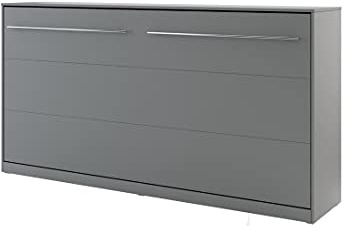 Schrankbett Concept PRO Horizontal, Wandklappbett, Bettschrank, Wandbett, Schrank mit integriertem Klappbett, Funktionsbett (90 x 200 cm, Grau, (Horizontal)