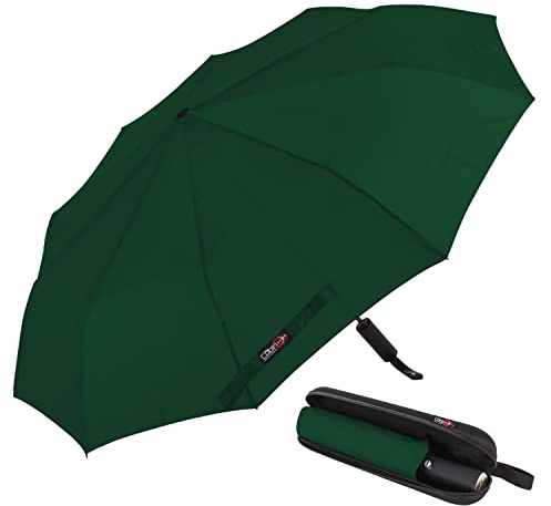 Ombrello Portatile Automatico Antivento, CABIN GO 4450 Ombrello Pieghevole Compatto Resistente Leggero con Custodia Impermeabile e 10 Stecche rinforzate Ombrello da Viaggio