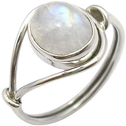 SilverStarJewel 925 Sterling Silber Oval Regenbogen Mondstein muttertagsgeschenke Ring Jede Größe 48 bis 6