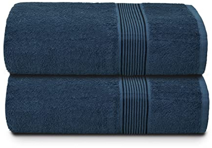GLAMBURG Baumwolle 2er-Pack übergroße Badetücher 100 x 150 cm, große Badetücher, Ultra saugfähig, kompakt, schnell trocknendes und leichtes Handtuch - Mineral Blau