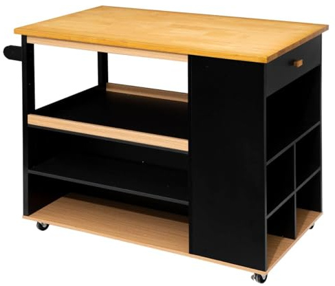5 five simply smart 5five - Isla de Cocina con Ruedas, Madera, Negra