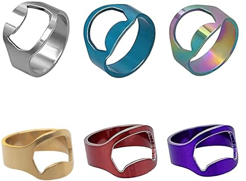 Flaschenöffner,6PCS Mini Flaschenöffner Ring 22mm verschiedene zufällige Farben, Edelstahl Flaschenöffner Ring, Bieröffner Ring, Personalisierter Flaschenöffner, Einzigartig Gestalteter