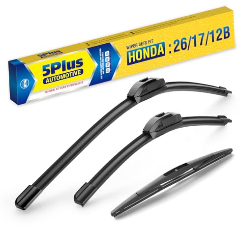 3 Wipers 26/17/12 Replacement For Honda CRV 2021 2020 2019 2018 2017(Set of 3), 26 Inch+17 Inch Windshield Wiper Blades with 12 Inch Rear Wiper Blade-Original Factory Quality