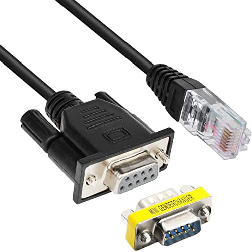 Xiatiaosann RJ45 auf RS232 Serial DB9 9-pin Adapter Konsolenkabel für Cisco zu Computer, RJ45 Stecker Ethernet LAN Rollover Konsolenkabel, mit DB9 Gender Converter