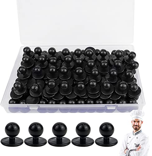 GZkushi 150 Stück Kugelknöpfe für Kochjacke, Kochknöpfe Schwarz Nylon für Alle Gängigen Kugelknopf-Kochjacken, mit Box, 11×18 mm