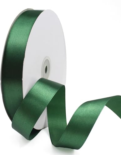 GAKA FAVOR Satinband Dunkelgrün 25mm, 90 Meters Dekoration Geschenkband breit Schleifenband Bänder, Stoffband für Hochzeit, Taufe und Geburtstag Geschenke（1 Rollen）
