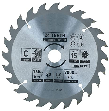 Circular Saw Blade 165mm x 16 / 20mm 24 Teeth TCT Cutting Disc Wood 1pc