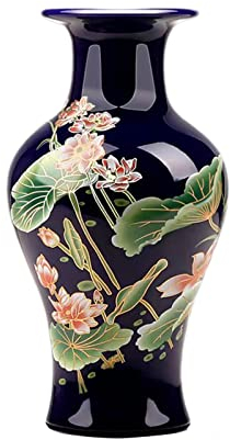 Porzellanvasen,Glasur Porzellanvasen, Klassische Keramik-Blumenvasen Für Heimdekoration, Elegante Glasierte Vase Deko Für Wohnzimmer/Schlafzimmer/Tisch,Blau
