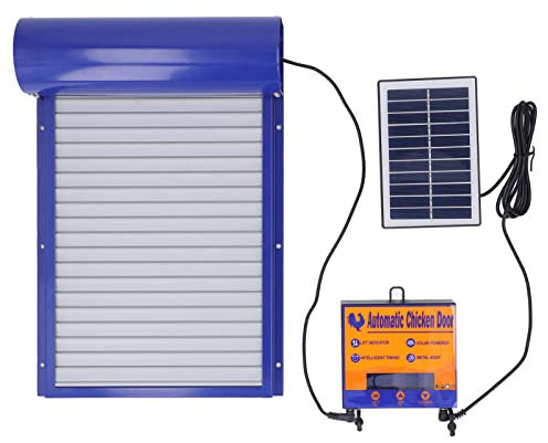 Automatische Hühnerklappe mit Solar Hühnertür Automatischer Türöffner mit Zeitschaltuhr, LED Display Controller, Auto-Hühnertür Voll Aluminiumtür für Hühnerstall, 28,5 x 20,5 cm