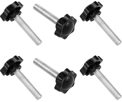 JJWNMLL - Tornillos de sujeción de estrella (6 unidades, M10 x 50 mm, tornillos moleteados de repuesto con forma de estrella, mango negro