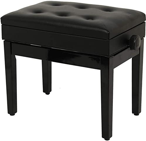 Youyijia Piano Stool Piano Bench Dressing Table Stool Height Adjustable Keyboard Piano Bench with storage With Under Seat Storage Unit Soft Faux Leather Padded Seat