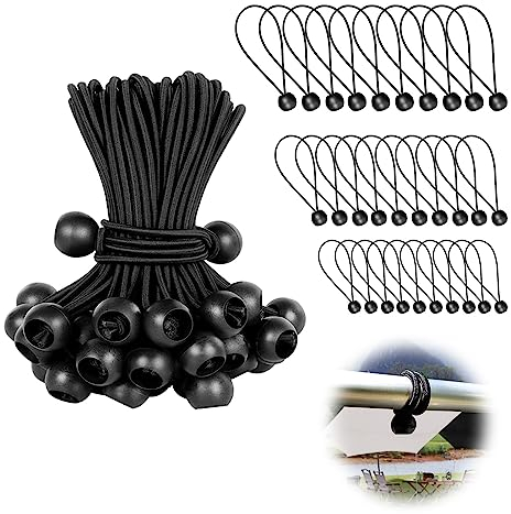 60 pezzi Elastica per Teloni,Elastici Fissaggio,Bungee Ball Adatto per striscioni, teloni, chioschi, tende, ecc. per molte applicazioni all'aperto.