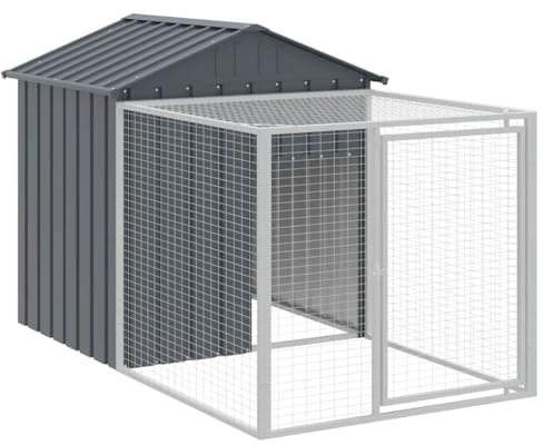 vidaXL Pollaio con Area Corsa Antracite 117x201x123 cm Acciaio Zincato