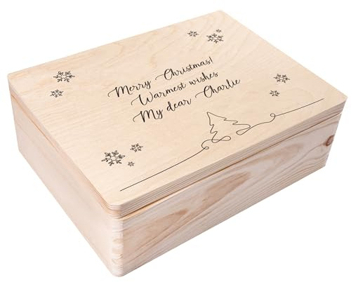Creative Deco Weihnachtsgeschenke Personalisierte Holzkiste Weihnachtsbaum | Wunschtext Weihnachten Geschenke | Dein Eigener Wünsche Text Individuelle Geschenk | Weihnachtsdeko | Für Frauen, Männer