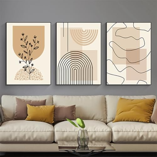 HMDKHI Cuadro geométrico moderno, conjunto de imágenes abstractas para sala de estar, dormitorio, póster de decoración artística, sin marco (mural, 7, 20 x 30 cm x 3)