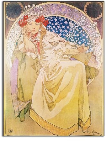 Alphonse Mucha Leinwand-Kunst, Prinzessinnen-Hyazinthen-Poster, Jugendstil, Meistermaldruck, Vintage, klassisches Poster, ästhetische Wanddekoration, Wohnzimmer, Schlafzimmer, Wanddekoration,