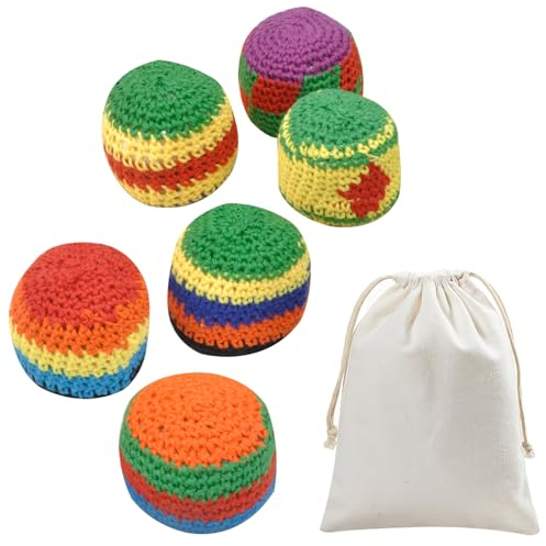 WOKICOR 6er Set Jonglierbälle Kinder,Bunter Spaß Bällen,Dosenwerfen Kinder,Jonglierende Kugeln,Weiche Strick Balls Ideal für Zirkus-Spiele & Ballwurf, Weich & Sicher,Perfekt für Anfänger und Schulen