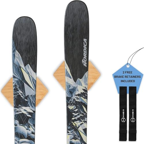 Hang 11 Supporto da parete per sci – Appendini da parete per sci, espositori, appendiabiti minimalisti in legno duro, supporti decorativi da appendere, rack verticale per garage, mostra il tuo