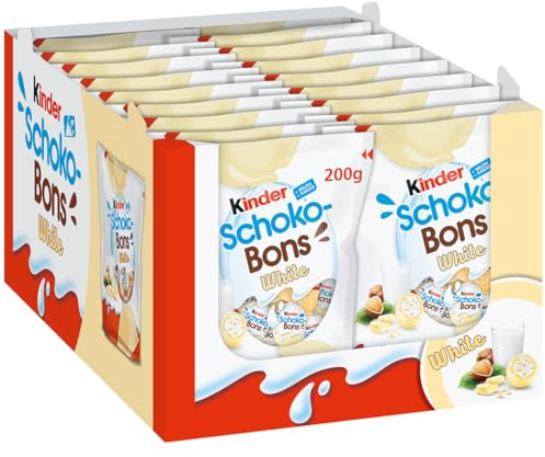 Huevos Kinder Shocobons White - Blancos - Caja con 5 Bolsas de 200 gramos de Kinder ShocoBons Chocolate BLANCO - 165 Huevos Kinder ShocoBons