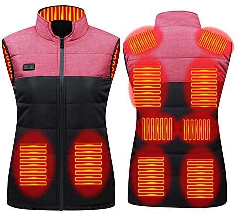 HAOLEI Heated Body Warmer Ladies,Women Heated Vest UK Sale Electric Winter Warm Heated Waistcoat Jackets,USB Heater Clothes Heated Gilet with 11 Heating Pads for Motorcycle(No Power Bank)