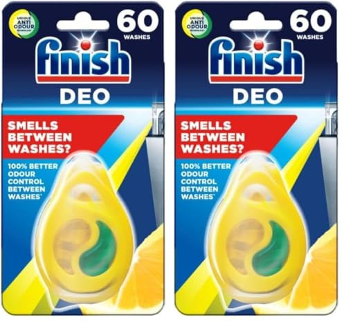 Finish, Dishwasher Freshener, Lemon (2 pack) Eliminates Odour, Clean and Fresh Smell up to 120 Washes