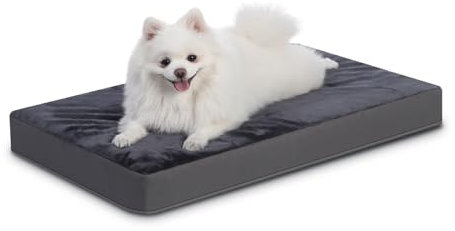 Favodormir Orthopädisches Hundebett Hundekissen Kleine Hunde, Wasserdichter Kunstlederboden,Innen&Outdoor Hundematte Hundekorb Hundematratze, 75x45x7cm Dunkelgrau