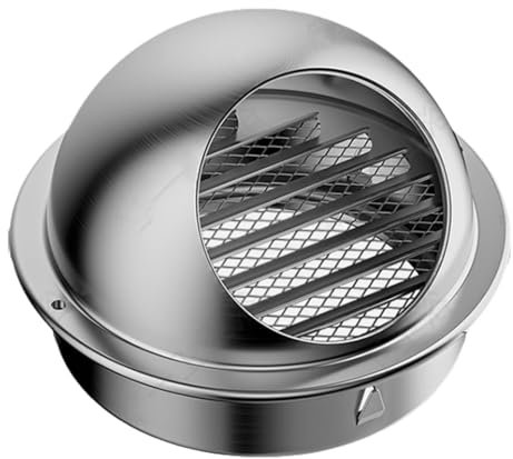 Lüftungsgitter Edelstahl Round Abluftgitter Abluftgitter Zuluft 100mm,150mm Kugelablufthaube Wetterschutz Lamellen Für Garage Küche Bad Wand Lufthaube(Silber,120mm)