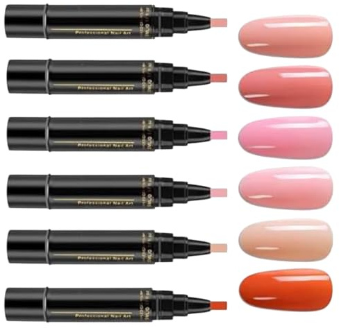 Nagellack Stift,6 Farben 5 Ml Nagellack Stifte Set,3 In 1 Gel Nail Arts Pen | Nagellackstifte Set Nagelkunst, Schnelltrocknend Nageldesign Nagellackstifte, Langlebiger Bruchsicherer Nagelkunststift
