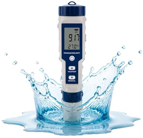 Lvifloae 5-in-1-Wassertester Professioneller PH/TDS/EC/Salzgehalt/Temperaturtester IP67 Wasserdicht mit Hintergrundbeleuchtung Für Aquarium/Schwimmbad/Trinkwasser