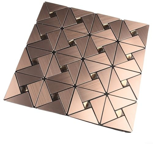 UTTASU Mattonelle metalliche su piastrelle da parete della cucina, mosaico in alluminio, piastrelle adesive decorative per cucina, per casa e ufficio (colore rame)