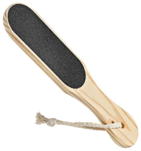 MBAIYO Râpe à pieds en bois, lime de pédicure double face avec lanière pour enlever les peaux mortes et dures, soin des pieds humides et secs