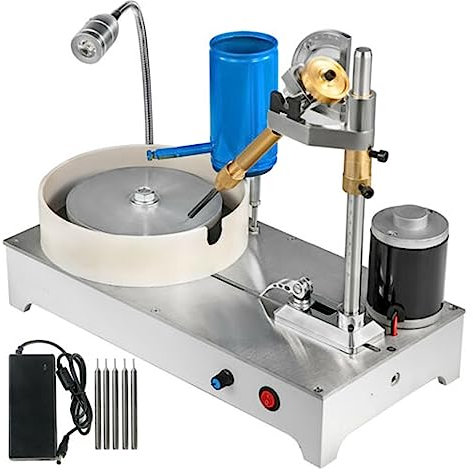 120 W Edelstein-Facettiermaschine mit mechanischem Griff, 1800 U/min, Stein-Edelstein-Lapidarschleifer, Jade-Schmuck-Winkelpolierer für Anfänger zum Selbermachen(With Water Bucket)