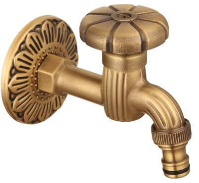 Antiker Garten-Wasserhahn, Renaissance-Stil, 1/2 Zoll, Wasserhahn, Wasserspeier, Messing, für Brunnen, Design Kopf