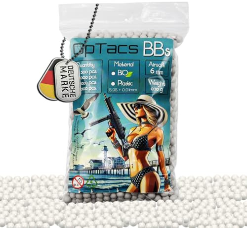 Optacs Airsoft Bio BBS 6mm – Biologisch abbaubare Softair Kugeln 0,30g – Premium Munition im wiederverschließbaren Beutel – Auswahl: 500 bis 3000 Stück