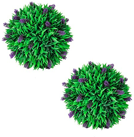 GCHDHAPB 2 Stück künstliche Buchsbaumkugel mit Lavendel 30 cm Haus & Garten Dekor Künstliche Flora