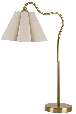 KUNJOULAM Modern Table Lamps, Nightstand Bedside Lamps with Umbrella Form Linen Lampshade, Gold Metal Base Desk Lamp for Living Room Bedroom, Bulb Not Included