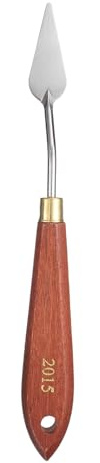 QUARKZMAN Couteaux à Peinture Outil Peinture 1.73 x 0.63 Rouge/Argent | Spatula Painting Pallet Knives Avec Trou Poignée Hêtre Pour Oil, Lame En Acier Inoxydable, En Forme larme, 7.48 Longueur