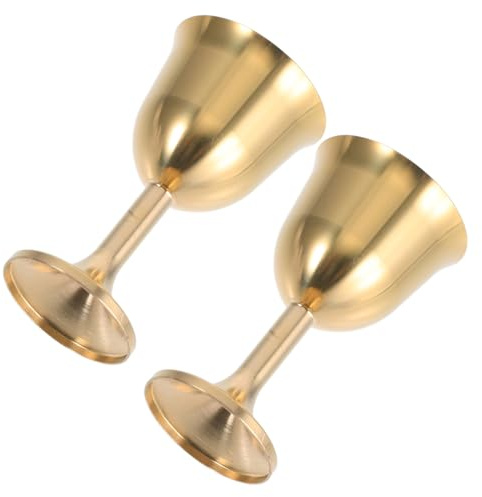 Amosfun 2piezas Vaso Pequeño de Latón Copa Retro Vintage Cáliz de Adoración de Latón para Altar para Ceremonias de Comunión Meditación y Yoga
